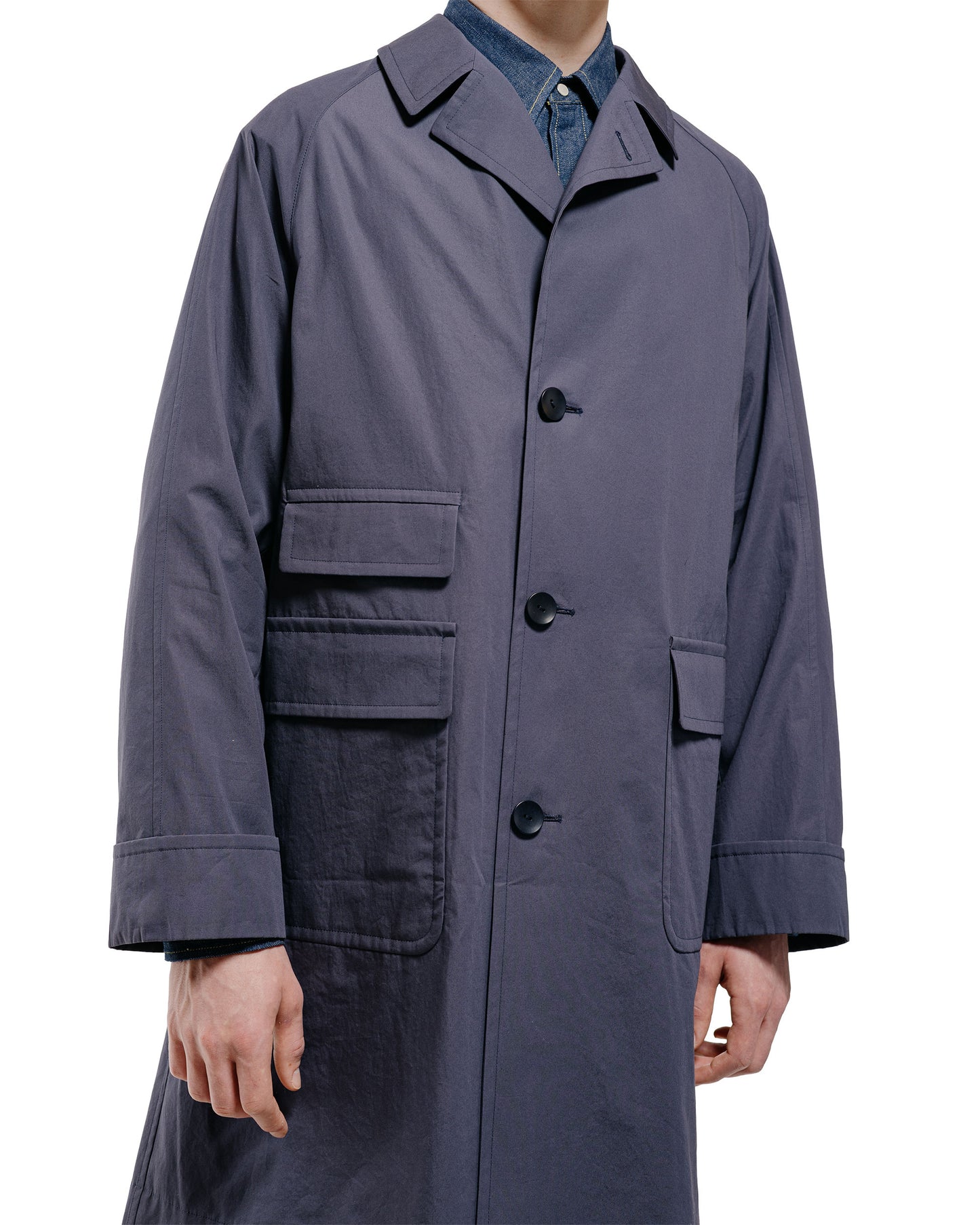 lost & found Cohérence Cohérence Corb II Weather Resistant Cotton Light Over Coat Slate Blue