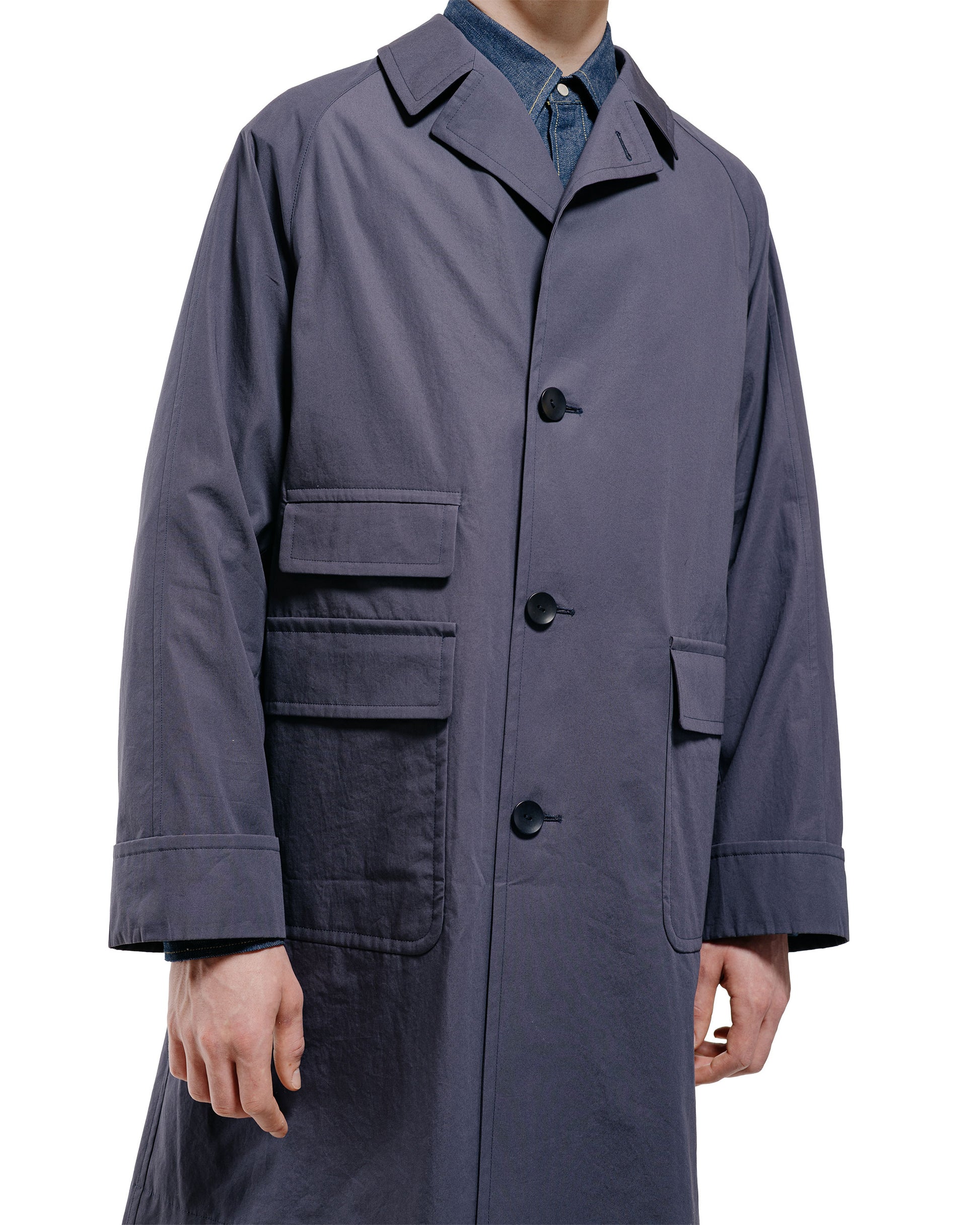 lost & found Cohérence Cohérence Corb II Weather Resistant Cotton Light Over Coat Slate Blue