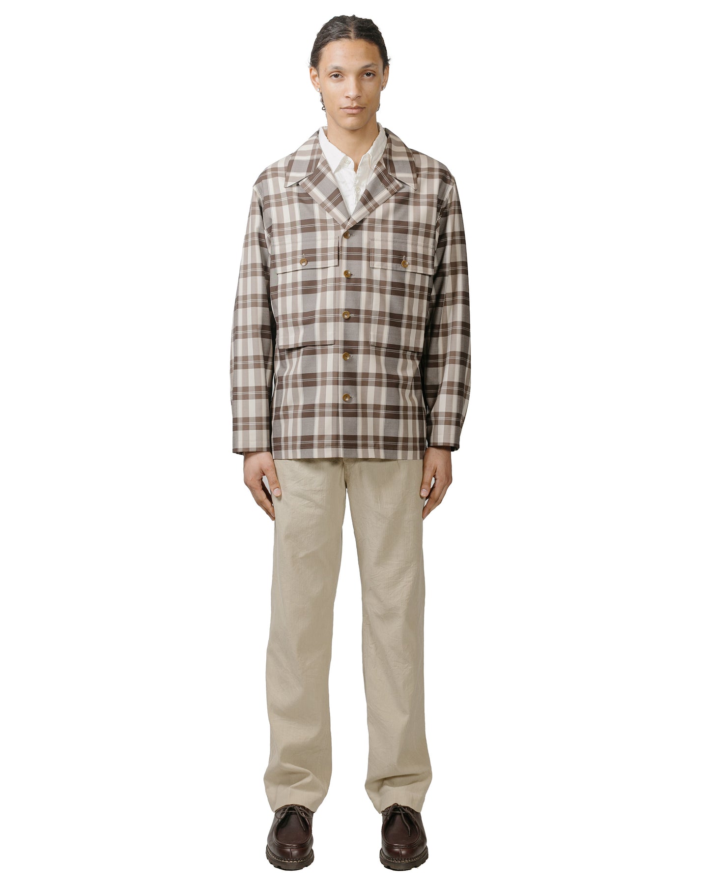 lost & found Cohérence Cohérence Vernon-D Antique Wool Gabardine Jacket Beige Check