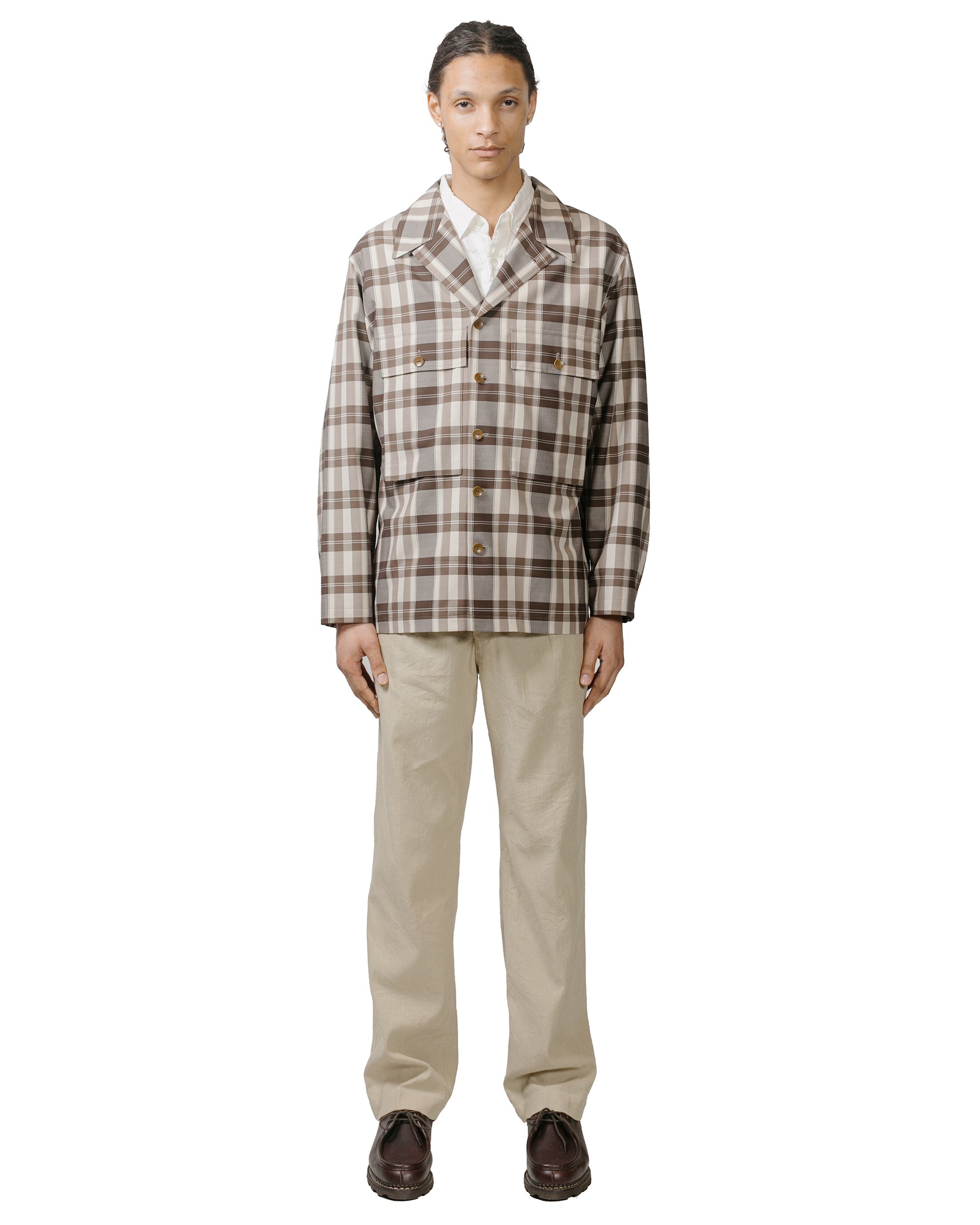 lost & found Cohérence Cohérence Vernon-D Antique Wool Gabardine Jacket Beige Check