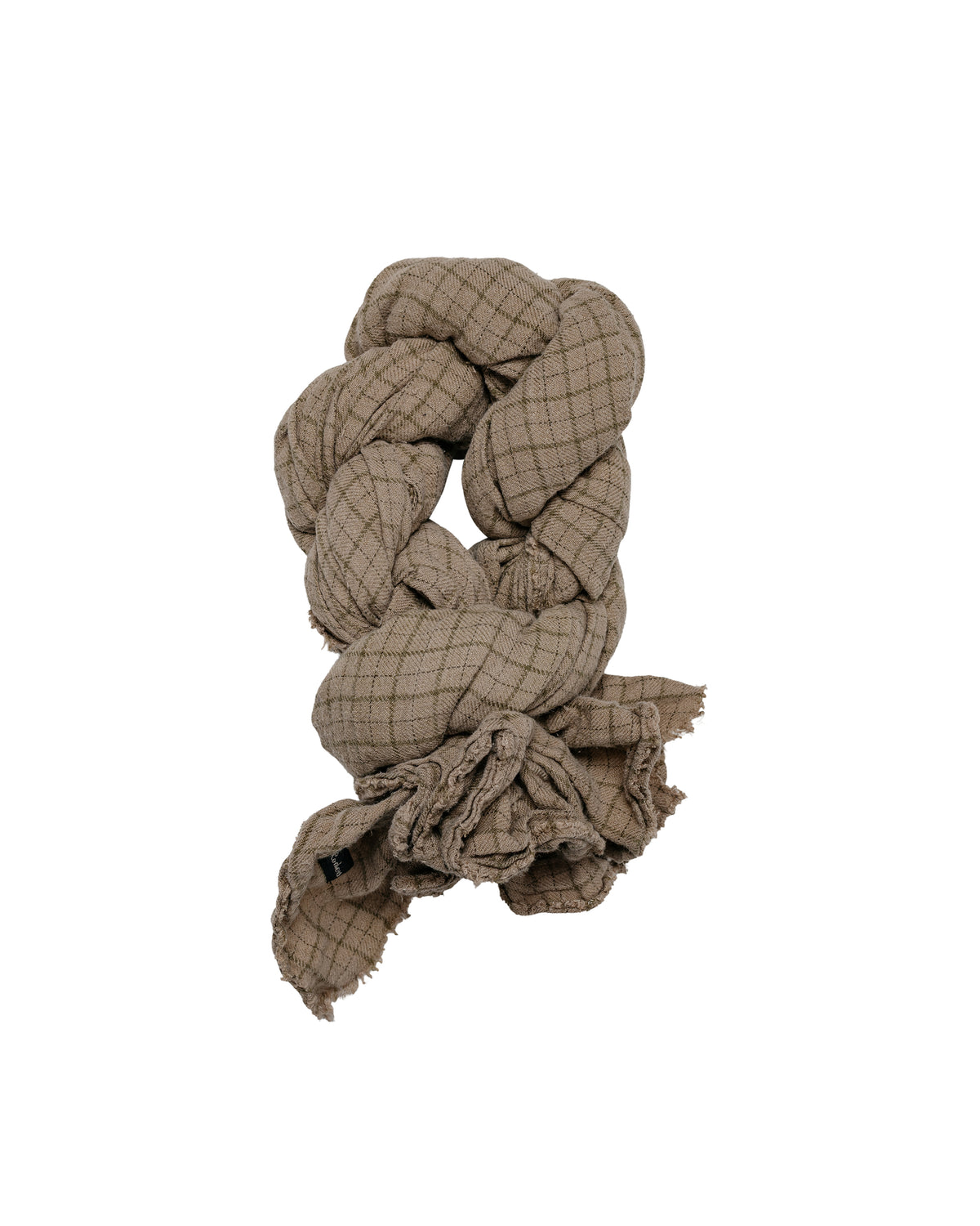 Conkers Knot Scarf Tattersall Linen Brown Overdye
