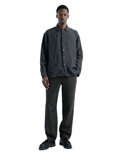 Conkers Martyn Shirt Linen Crossweave Grey & Black
