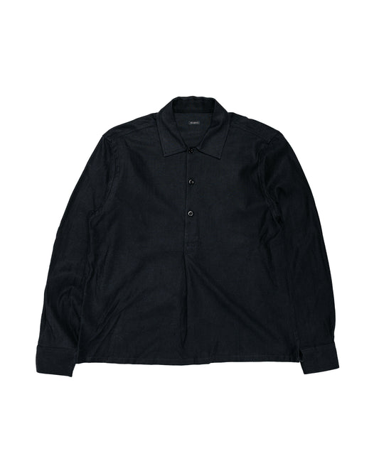 Conkers Night Shirt Brushed Herringbone Black
