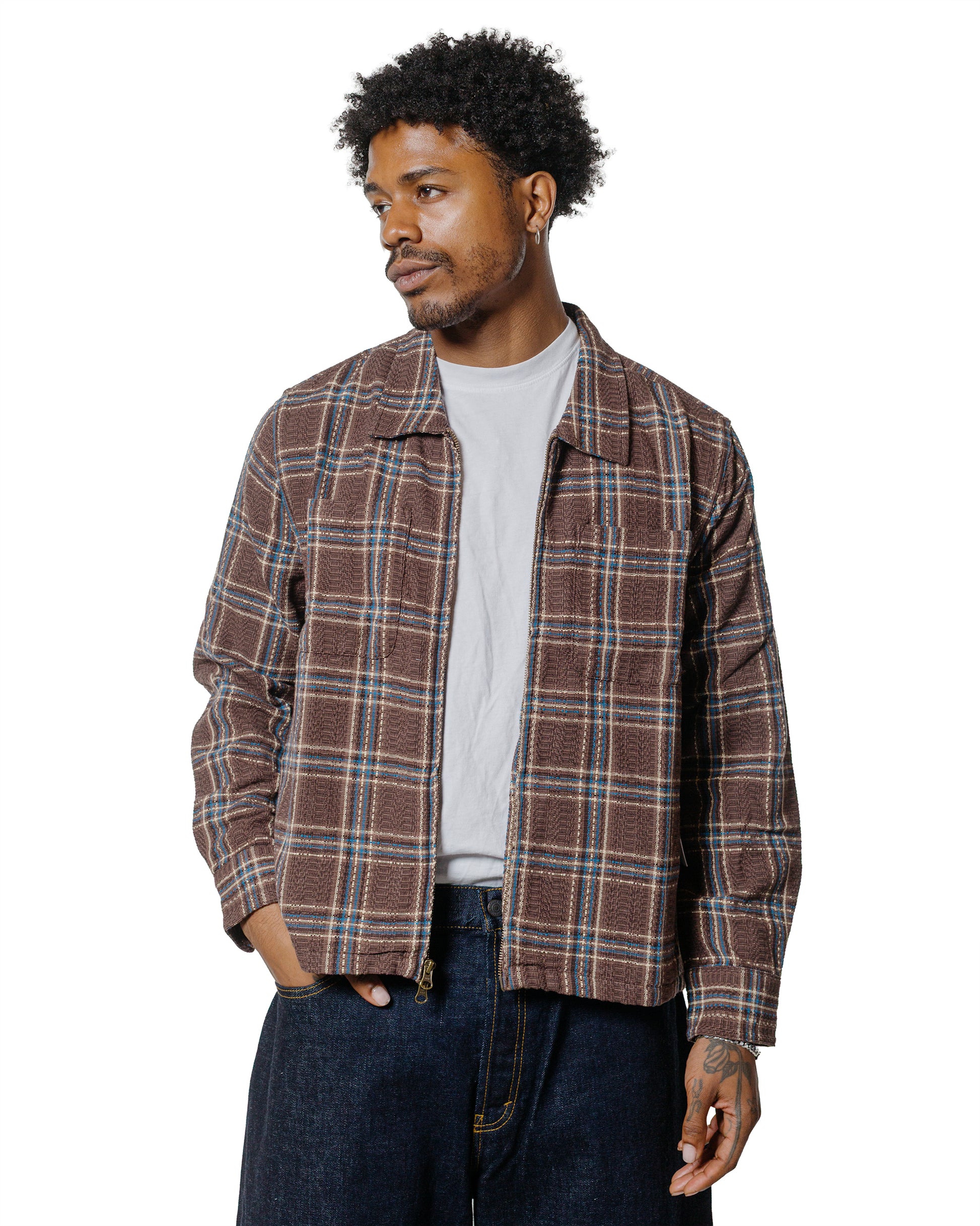 lost & found Corridor Corridor Venice Plaid Zip Jacket Brown