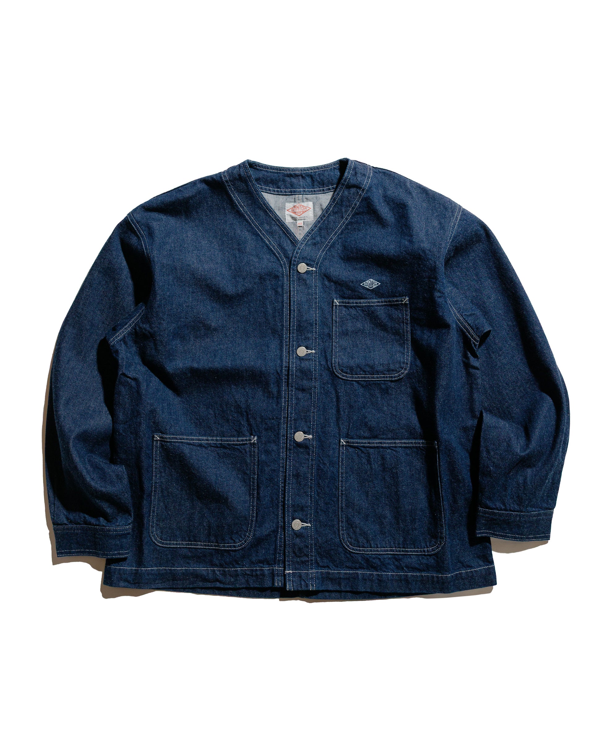 Danton 11oz Denim Collarless Jacket Indigo
