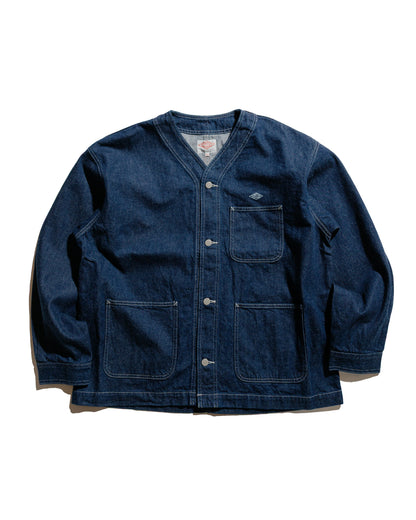 Danton 11oz Denim Collarless Jacket Indigo