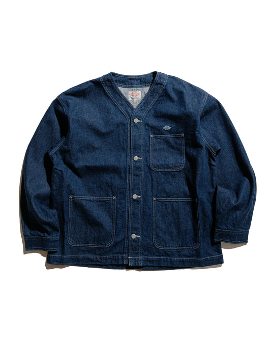 Danton 11oz Denim Collarless Jacket Indigo