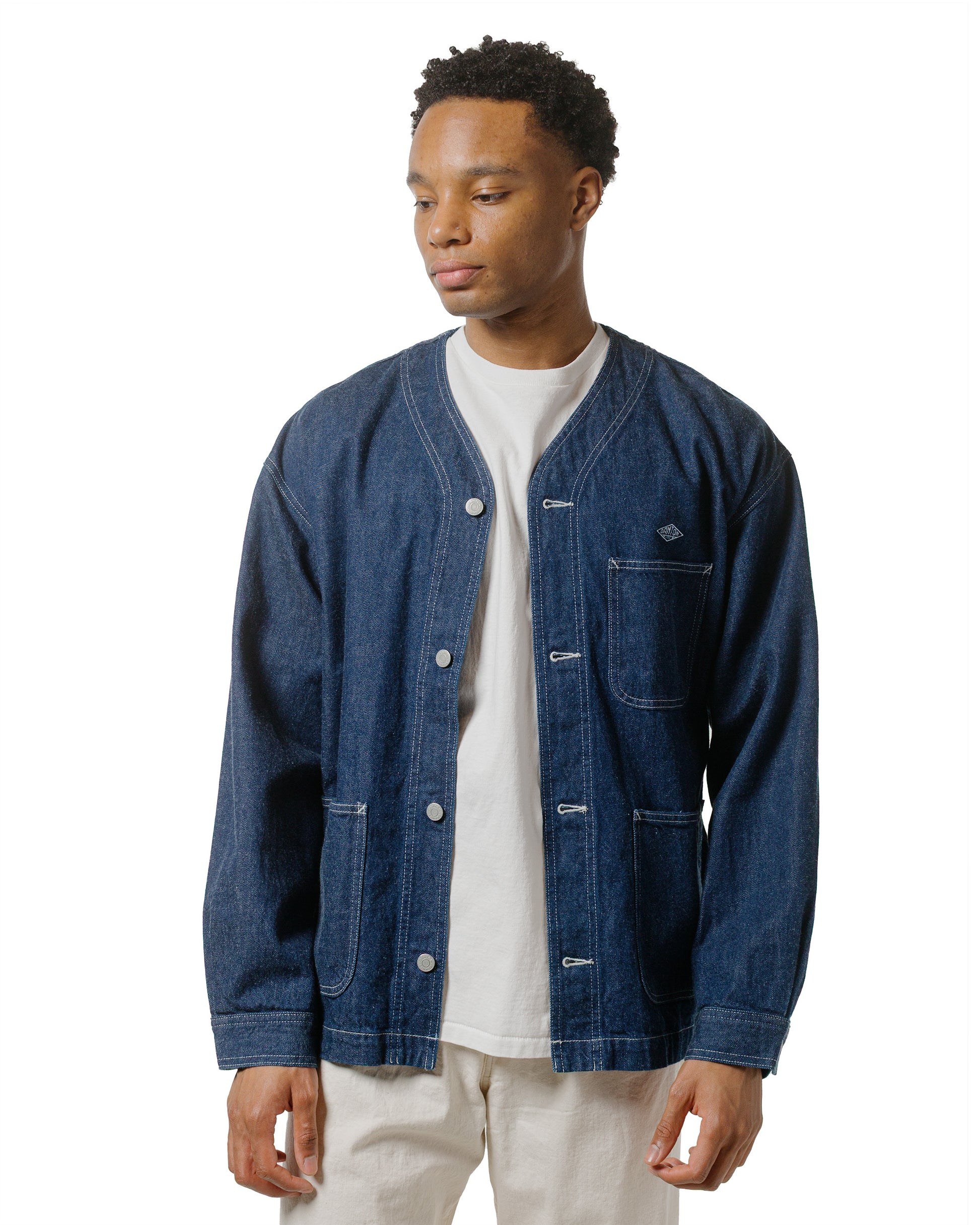 Danton 11oz Denim Collarless Jacket Indigo
