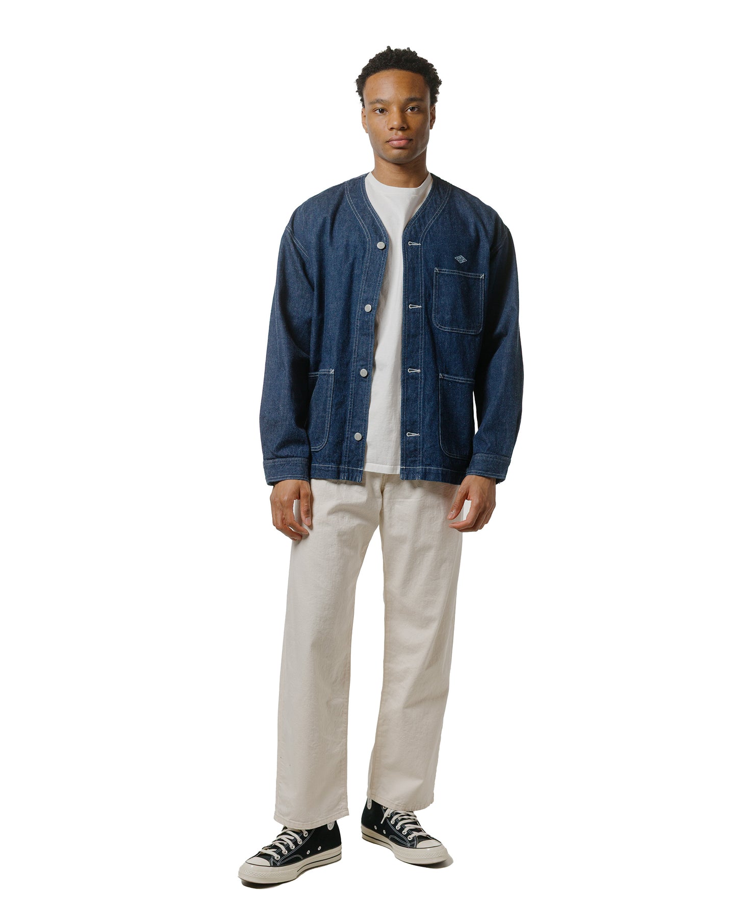 Danton 11oz Denim Collarless Jacket Indigo