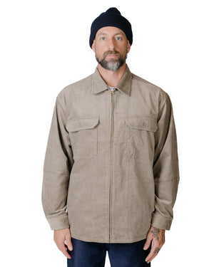 Danton Corduroy Zip Shirt Blouson Taupe Grey Model Front