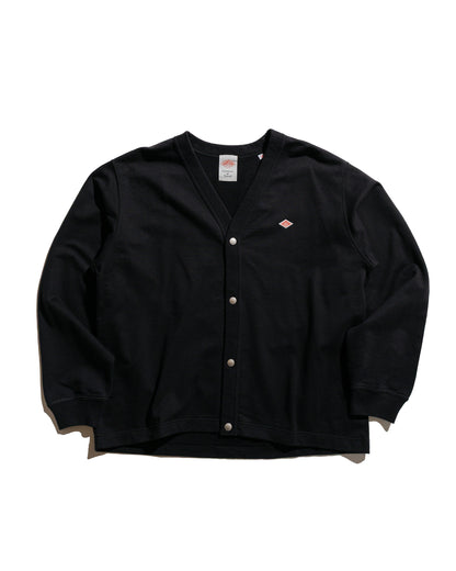 Danton Cotton Terry Dot Button V-Neck Cardigan Charcoal