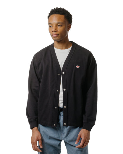 Danton Cotton Terry Dot Button V-Neck Cardigan Charcoal