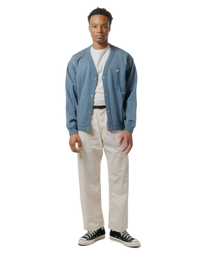 Danton Cotton Terry Dot Button V-Neck Cardigan Dark Blue