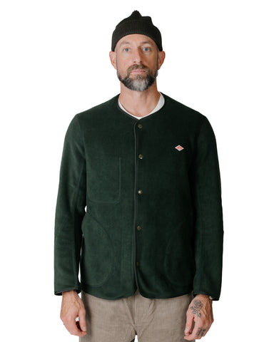 Danton Fleece Collarless Jacket Dark Green 