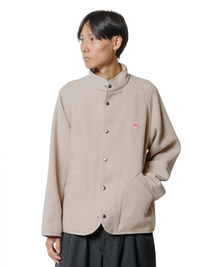 Danton Wool Light Pile Stand Collar Jacket Raw Beige