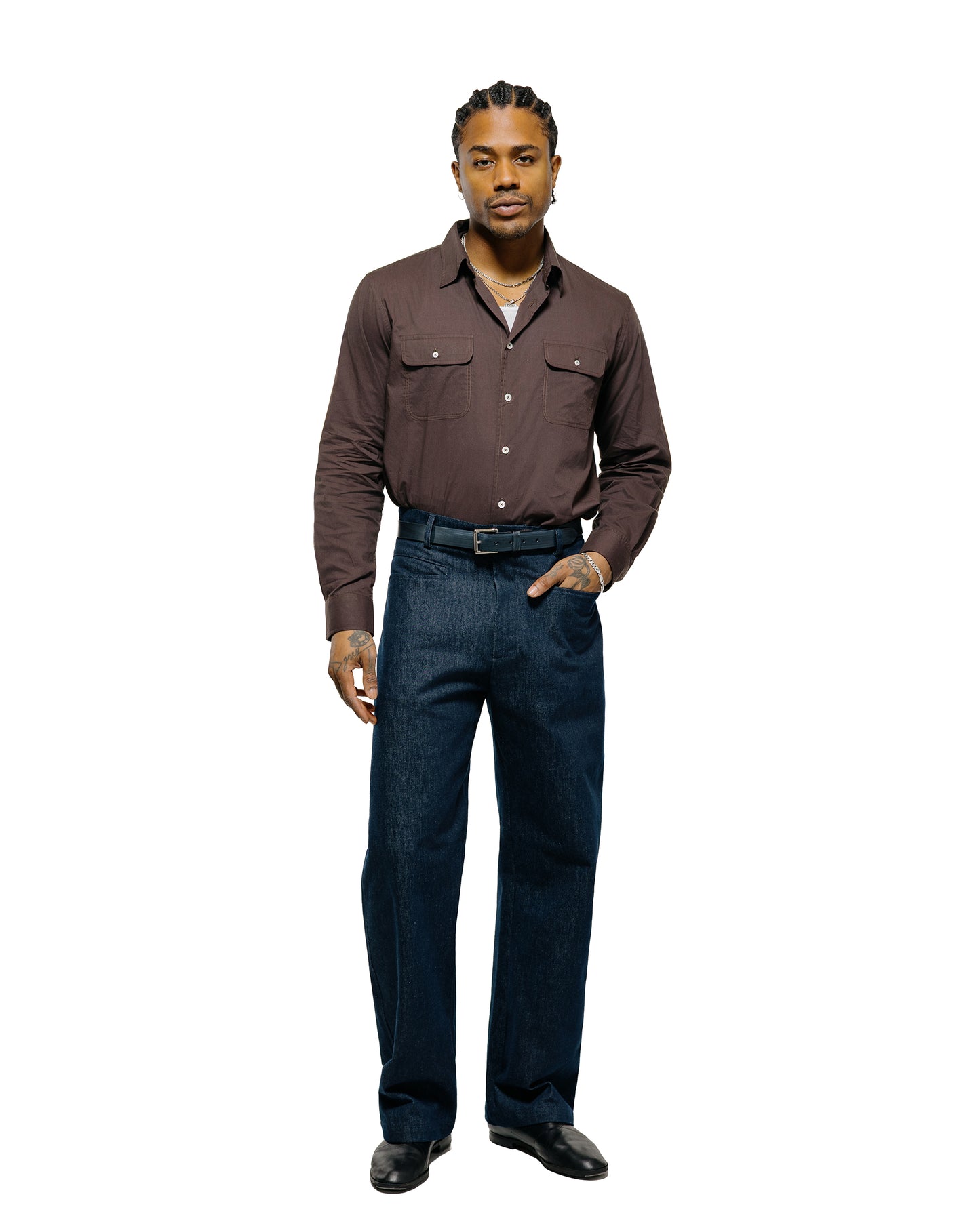 lost & found De Bonne Facture De Bonne Facture Gardian Trousers Organic French Cotton Denim Indigo
