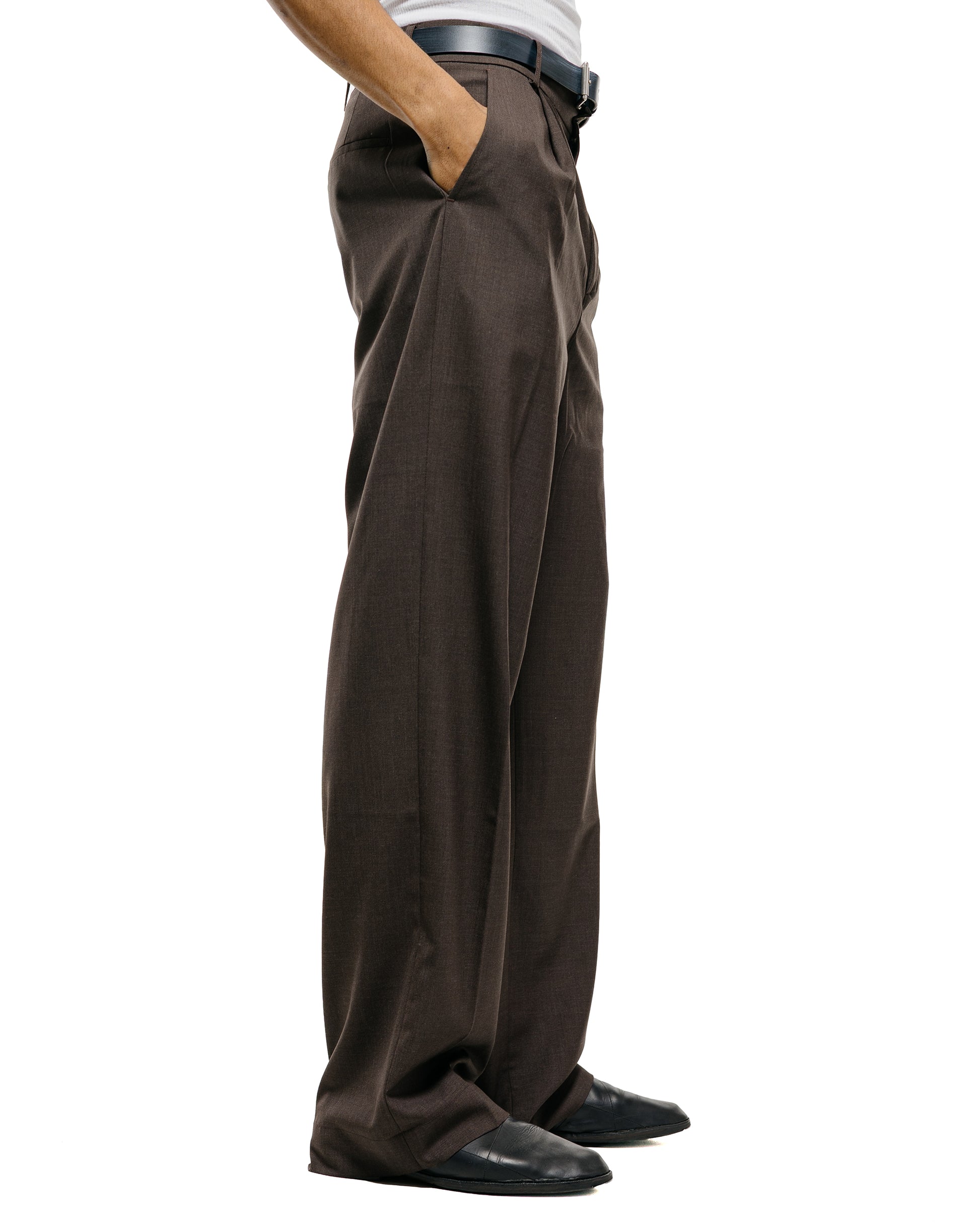 lost & found De Bonne Facture De Bonne Facture Grandad Trouser Super 130's Cold Wool Bark Brown