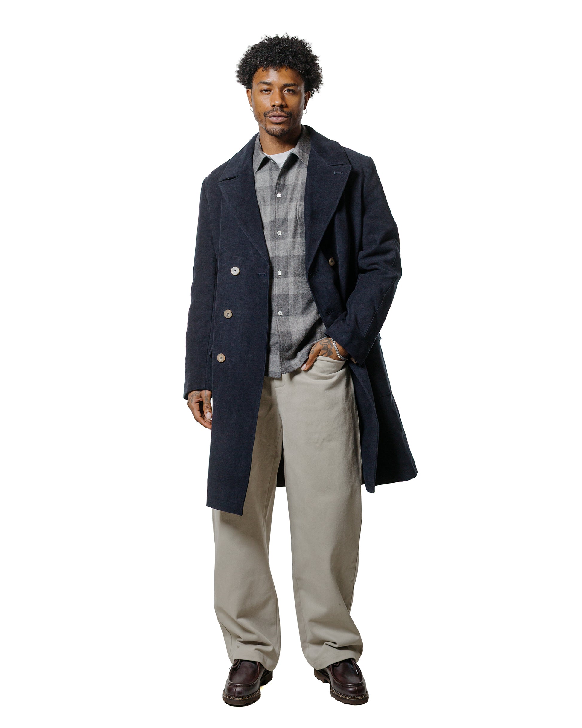 De Bonne Facture Marcel Lassance Redingote Coat English Moleskin Navy