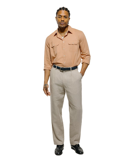 lost & found De Bonne Facture De Bonne Facture One Pleat Trousers Belgian Linen Undyed Flax