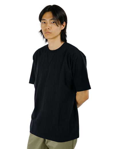 Denime Lot. 275 Front V Crew Neck T-Shirt Solid Color Black