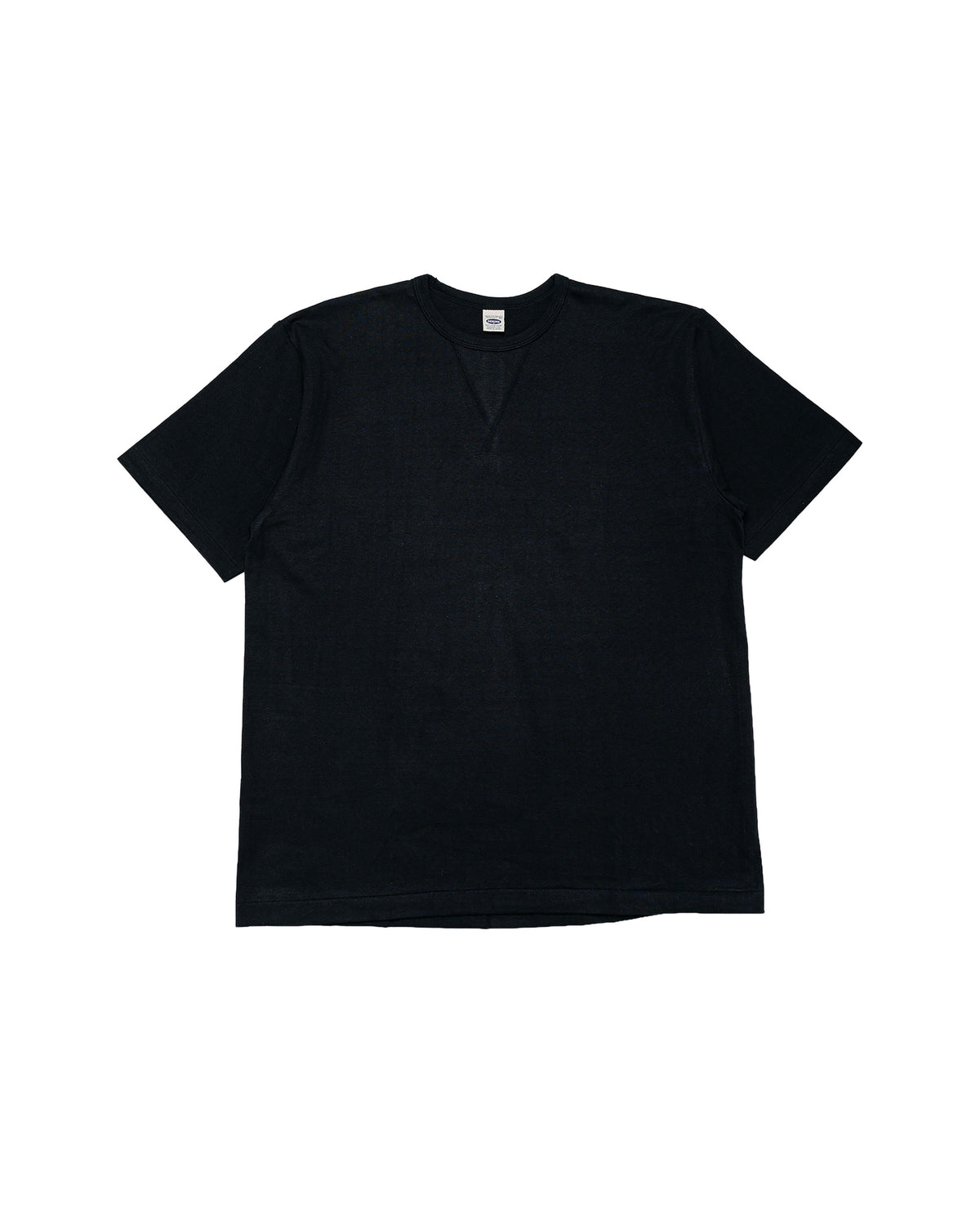 Denime Lot. 275 Front V Crew Neck T-Shirt Solid Color Black