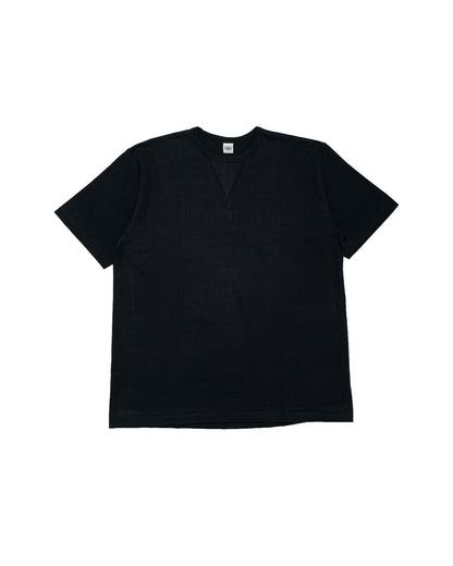 Denime Lot. 275 Front V Crew Neck T-Shirt Solid Color Black
