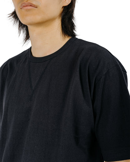 Denime Lot. 275 Front V Crew Neck T-Shirt Solid Color Black