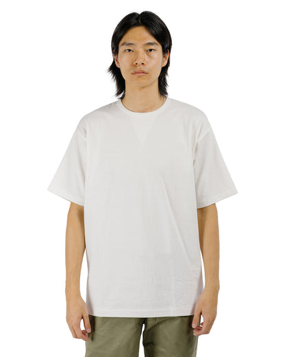 Denime Lot. 275 Front V Crew Neck T-Shirt Solid Color Off White