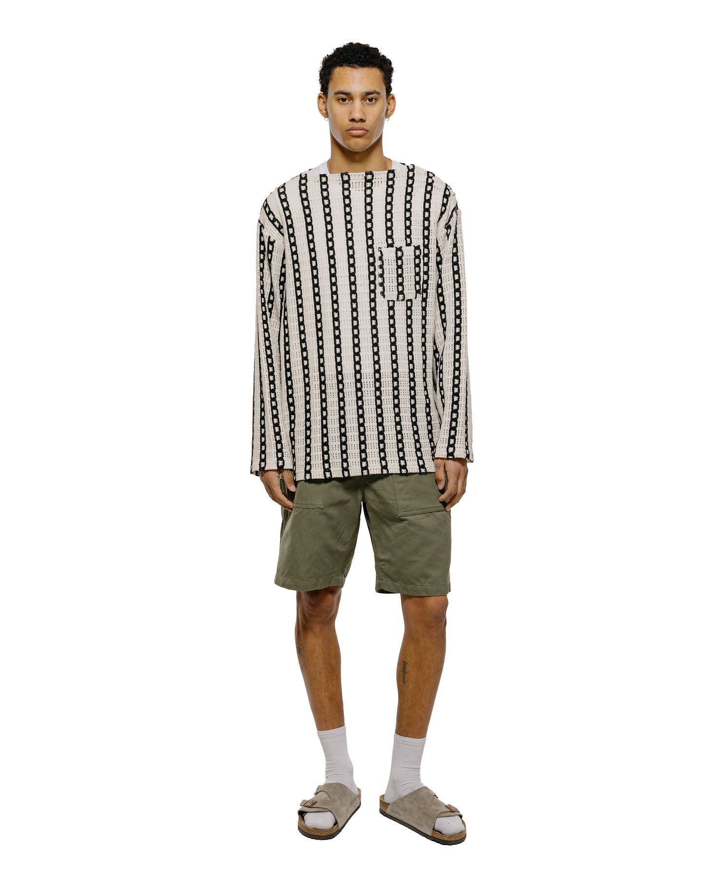 lost & found Engineered Garments Engineered Garments Basque Shirt White/Black Stripe CP Crochet