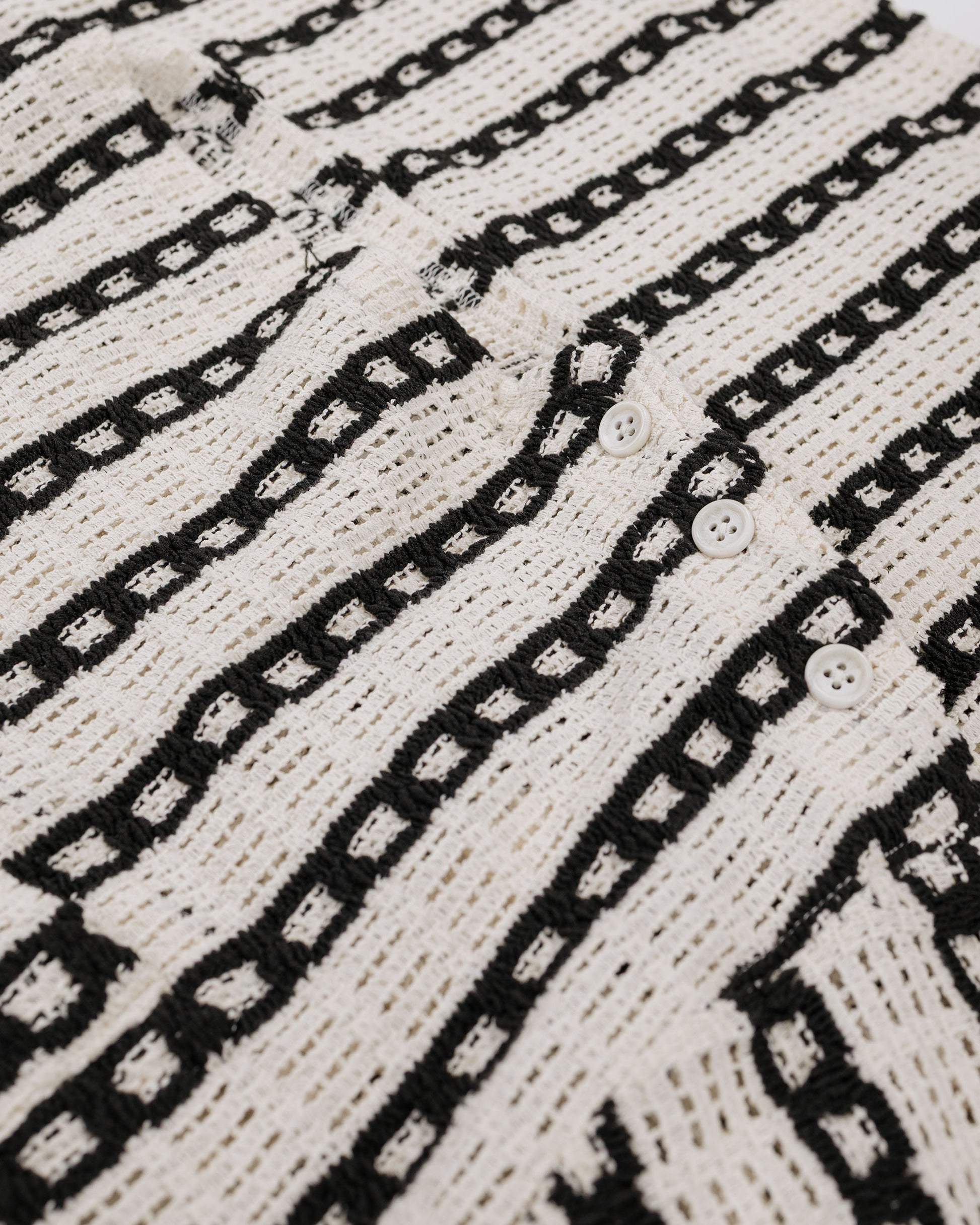 lost & found Engineered Garments Engineered Garments Basque Shirt White/Black Stripe CP Crochet