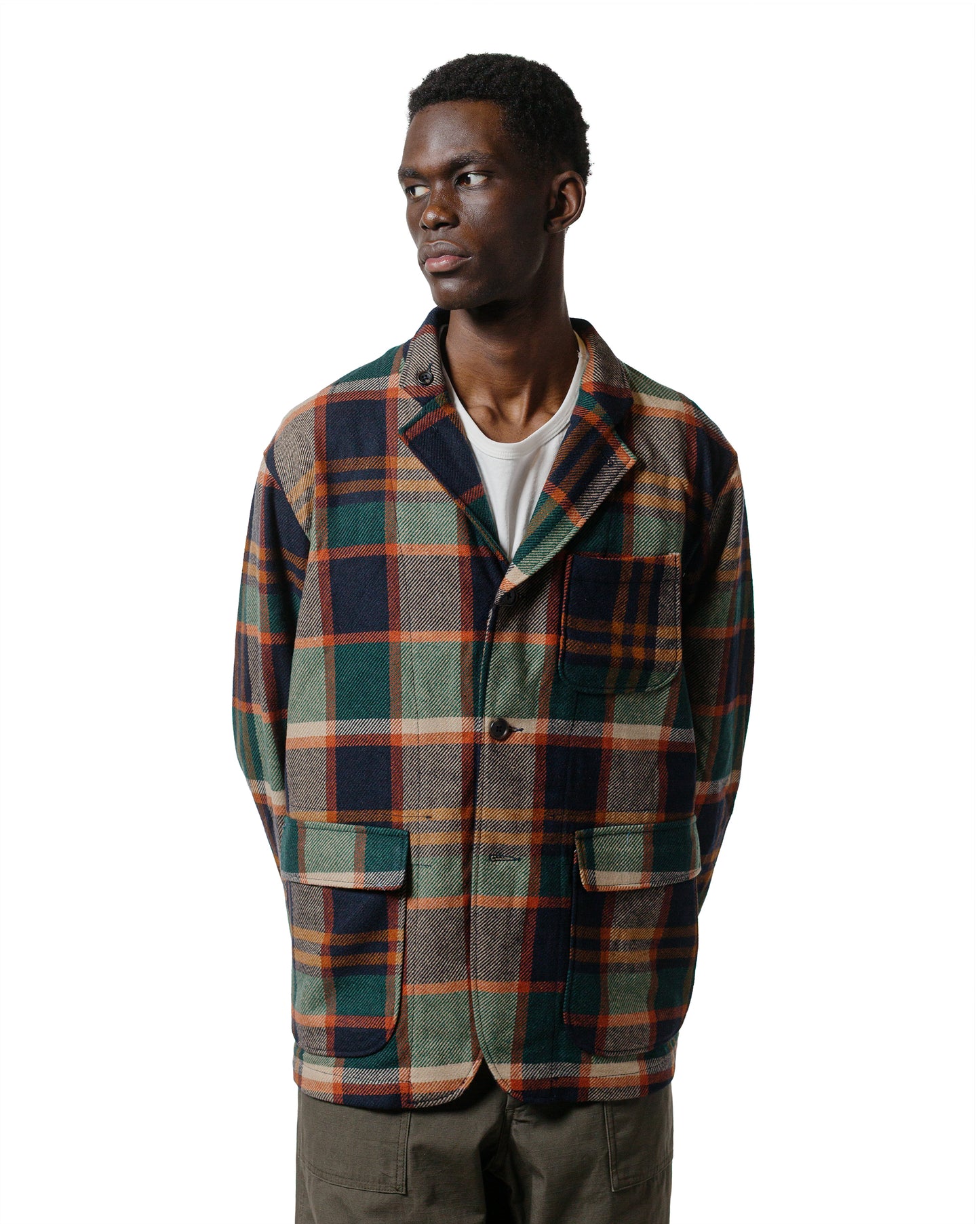 lost & found Engineered Garments Engineered Garments Loiter Jacket Navy/Brown Heavy Wool Plaid
