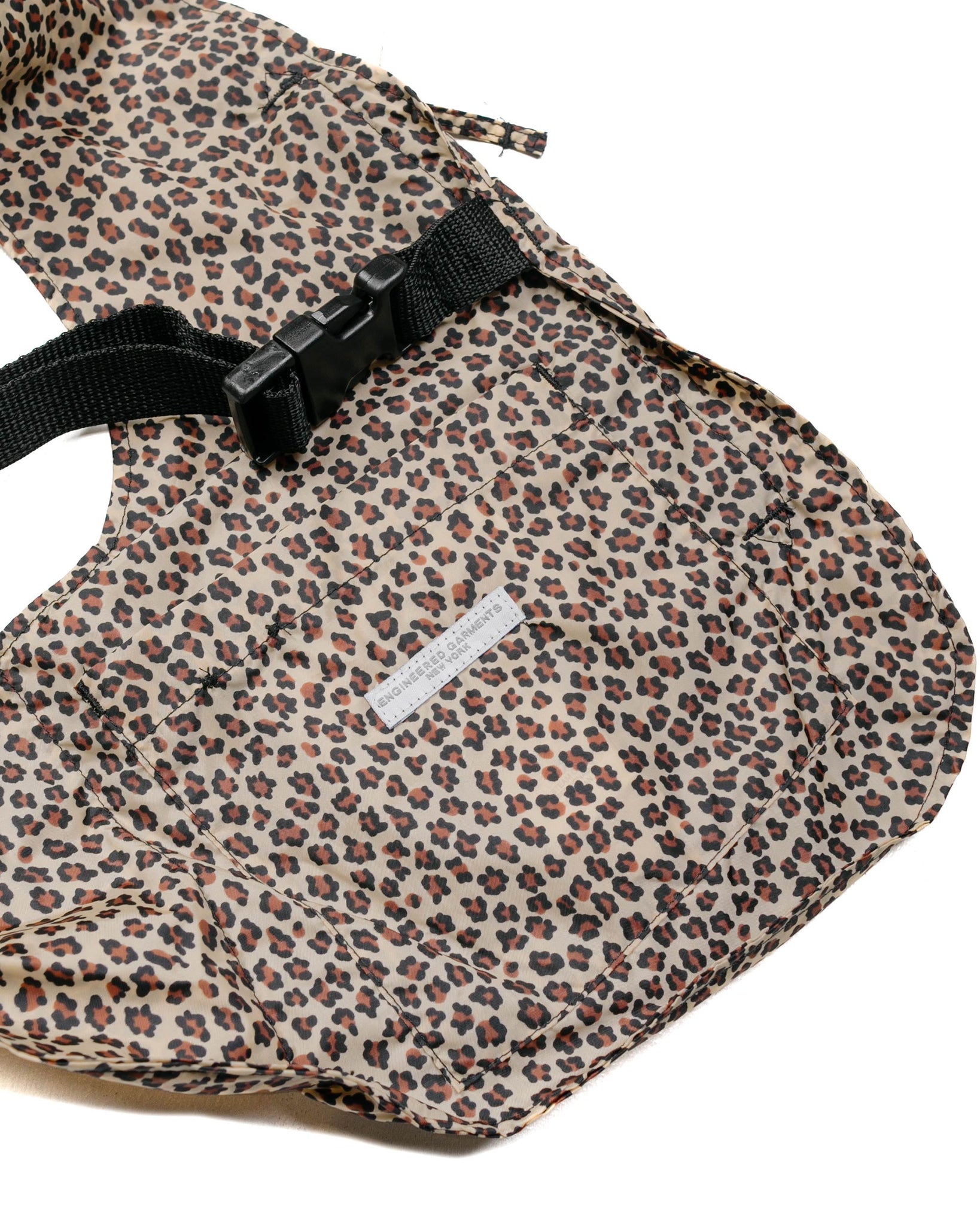 Engineered Garments Shoulder Vest Khaki Nylon Leopard Print detail