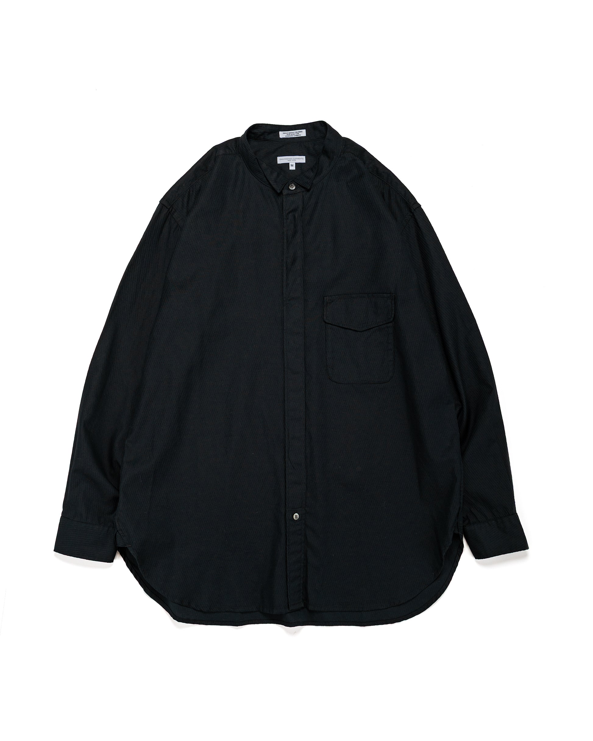 lost & found Engineered Garments Engineered Garments Wing Collar Shirt Black Cotton Diagonal Dobby Stripe