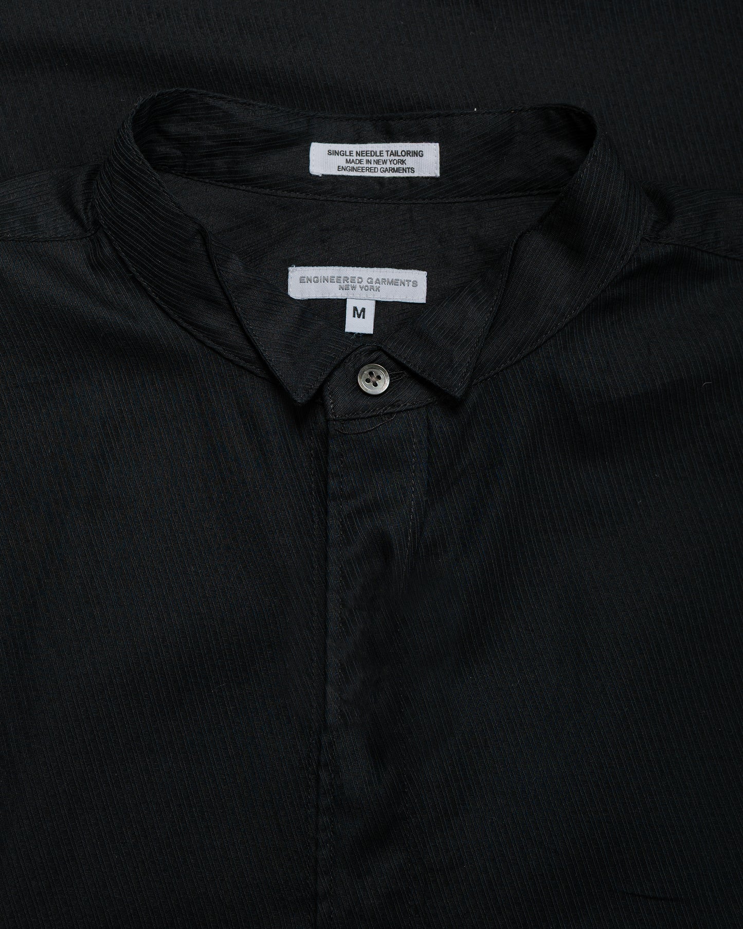 lost & found Engineered Garments Engineered Garments Wing Collar Shirt Black Cotton Diagonal Dobby Stripe