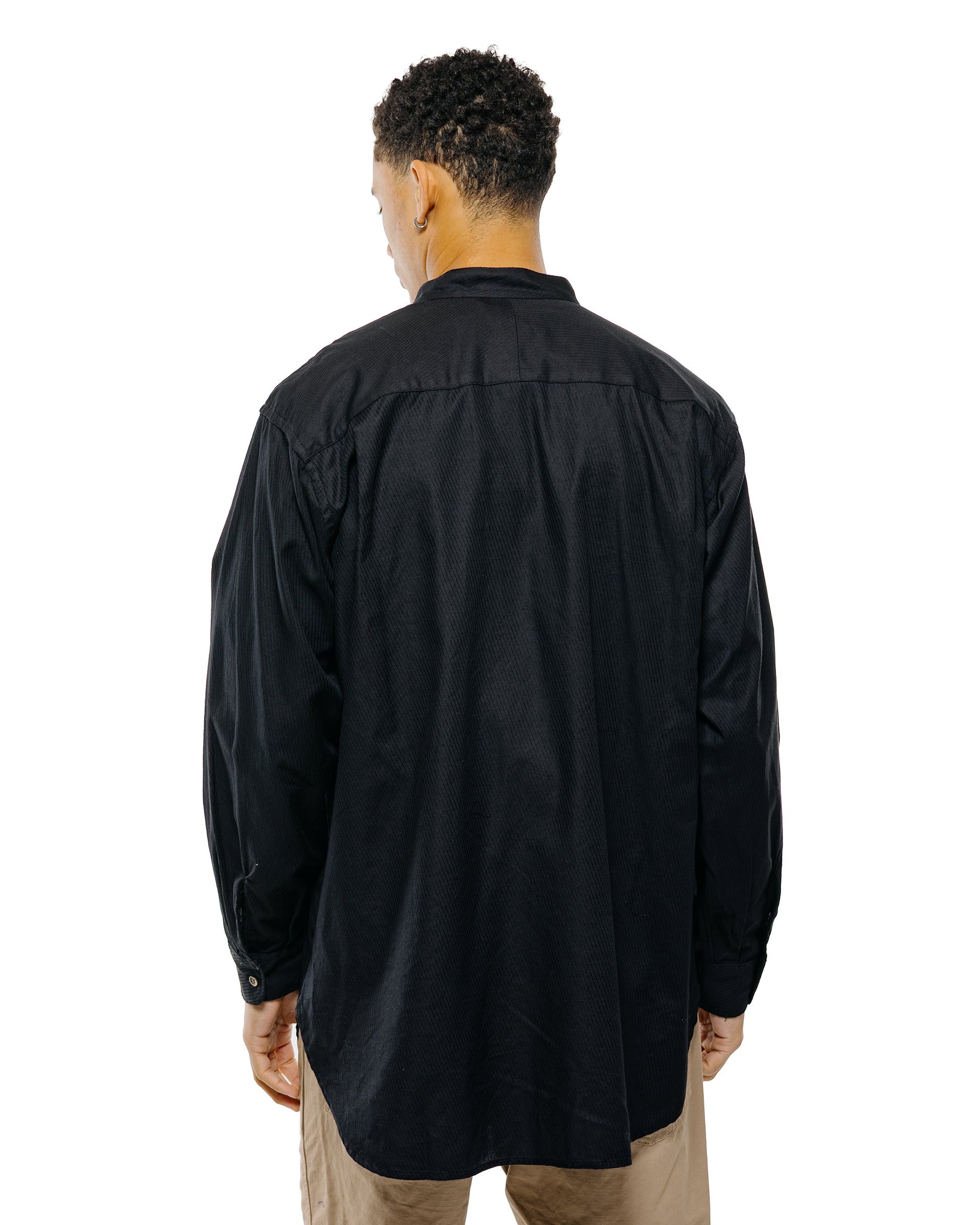 lost & found Engineered Garments Engineered Garments Wing Collar Shirt Black Cotton Diagonal Dobby Stripe