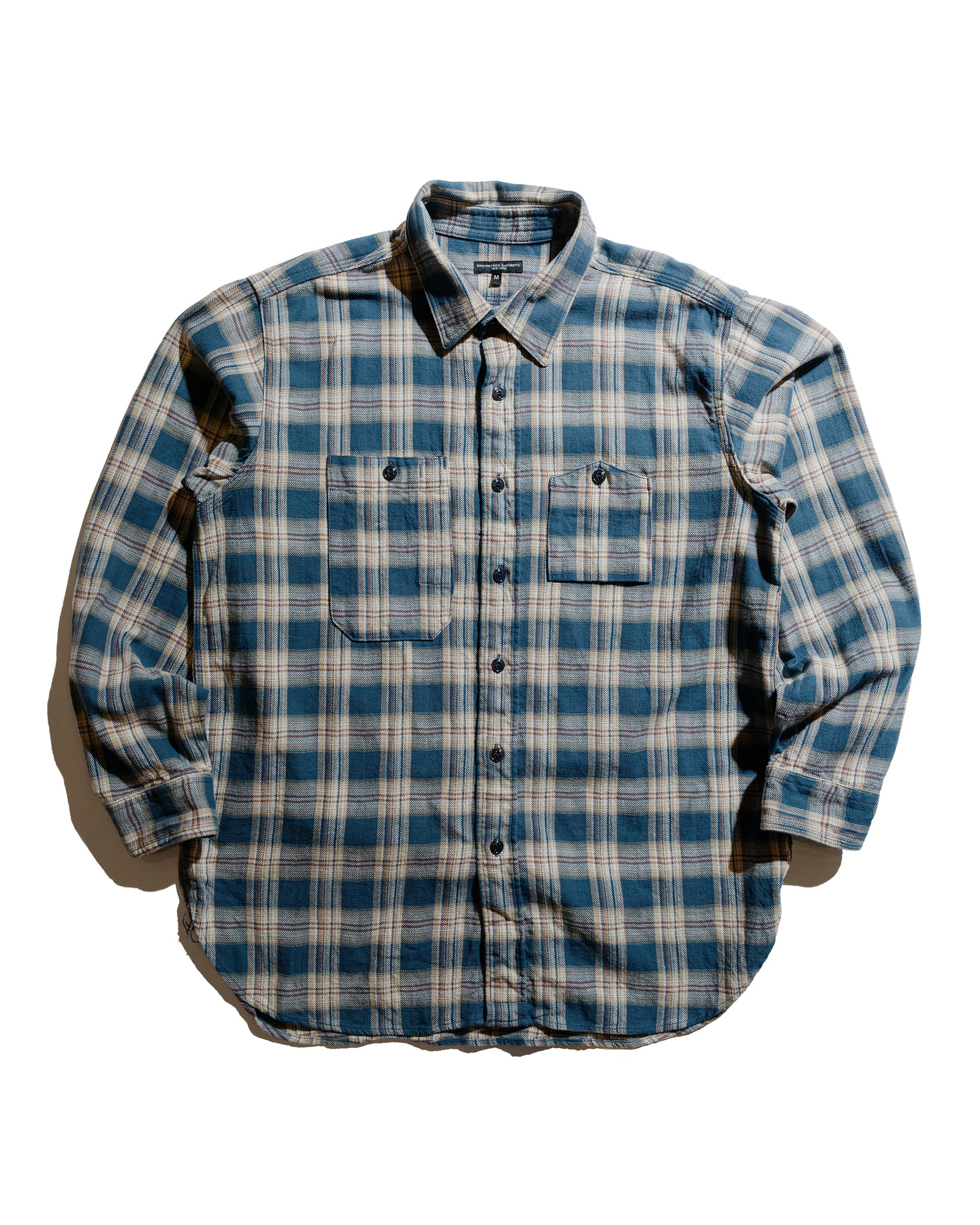 lost & found Engineered Garments Engineered Garments Work Shirt Navy Cotton Plaid Jacquard