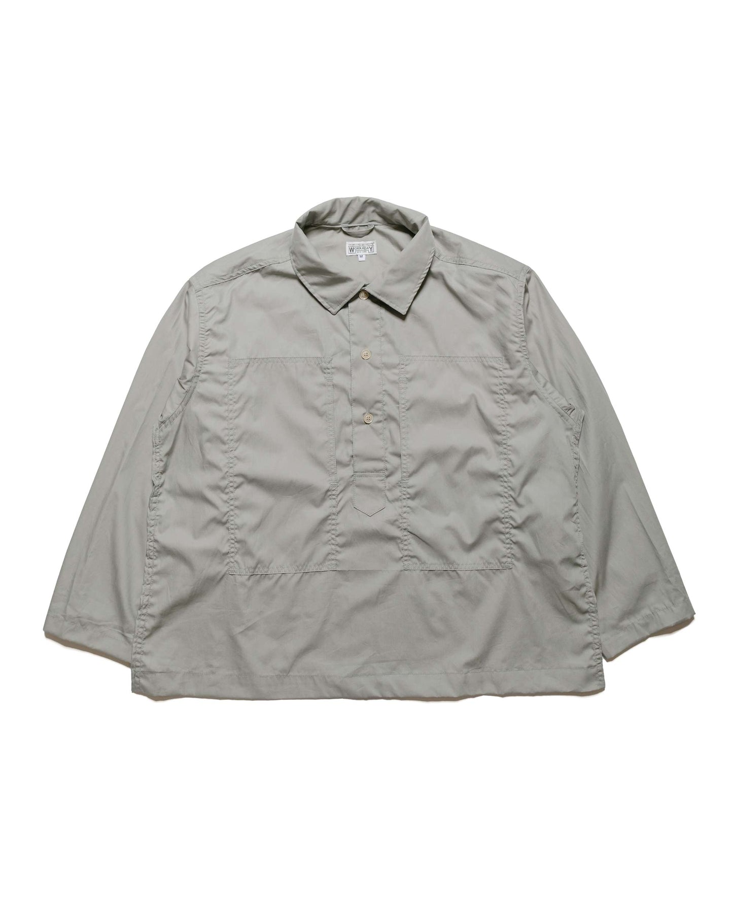 lost & found Engineered Garments Workaday Engineered Garments Workaday Army Pop Over Shirt Light Grey Superfine Poplin