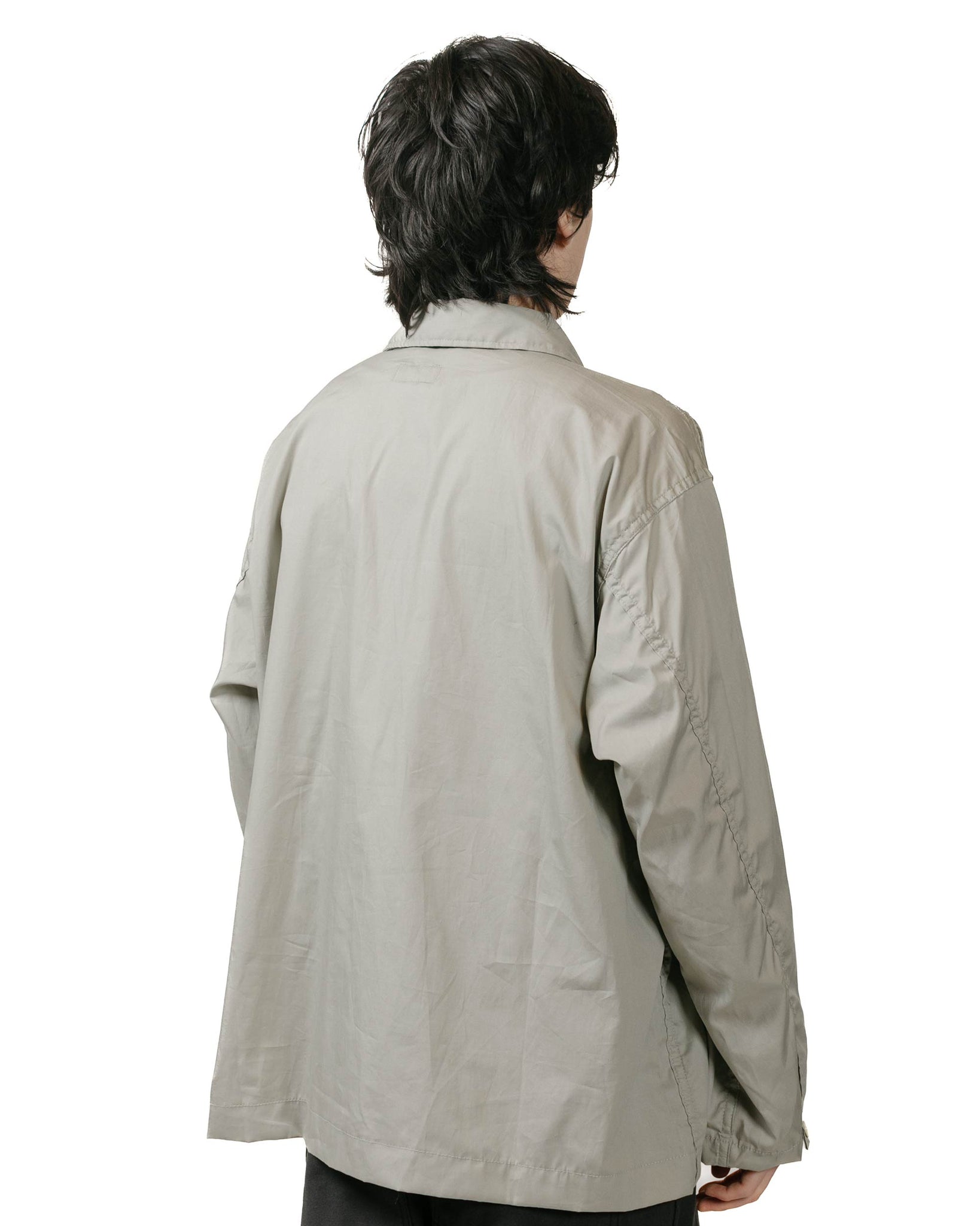 Engineered Garments Workaday Army Pop Over Shirt Light Grey Superfine Poplin model back
