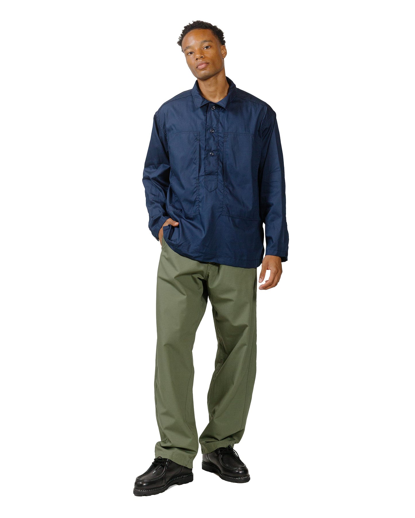 lost & found Engineered Garments Workaday Engineered Garments Workaday Army Pop Over Shirt Navy Superfine Poplin