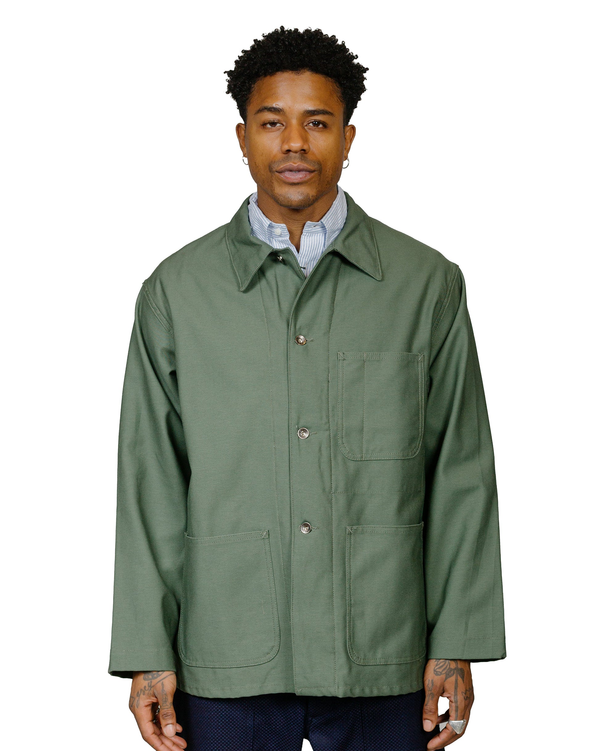 lost & found Engineered Garments Workaday Engineered Garments Workaday Utility Jacket Olive Cotton Reverse Sateen