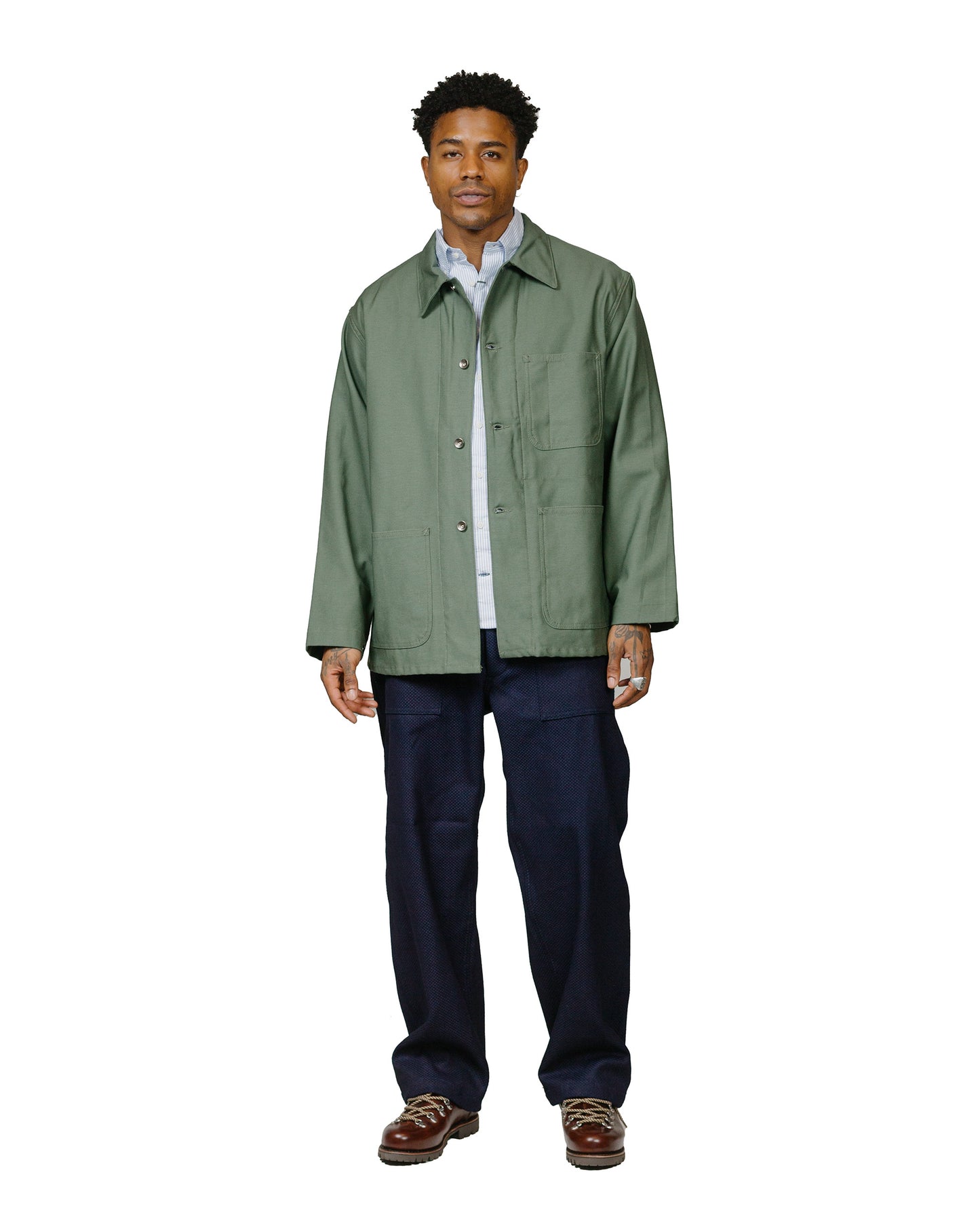 lost & found Engineered Garments Workaday Engineered Garments Workaday Utility Jacket Olive Cotton Reverse Sateen