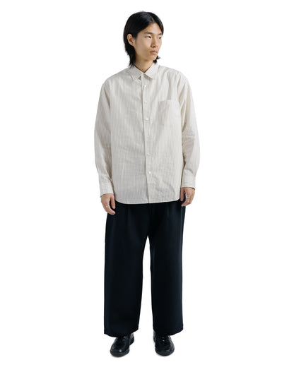 Ernie Palo Silk Cotton Shirt Beige Stripe