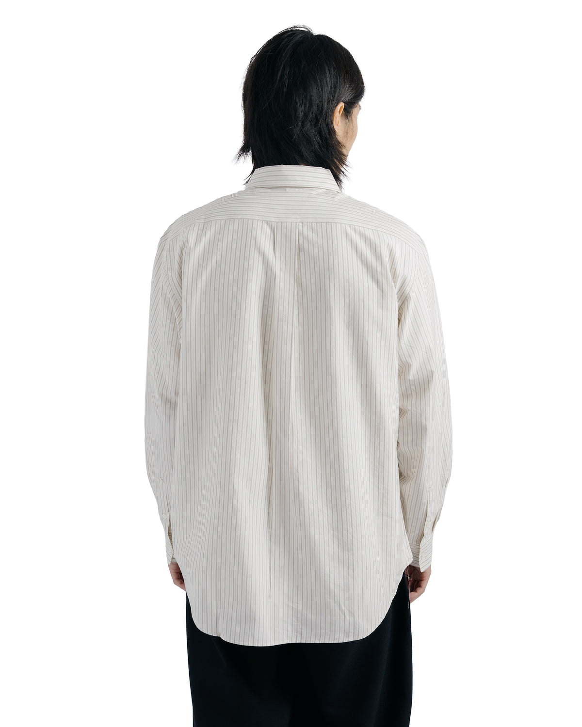 Ernie Palo Silk Cotton Shirt Beige Stripe