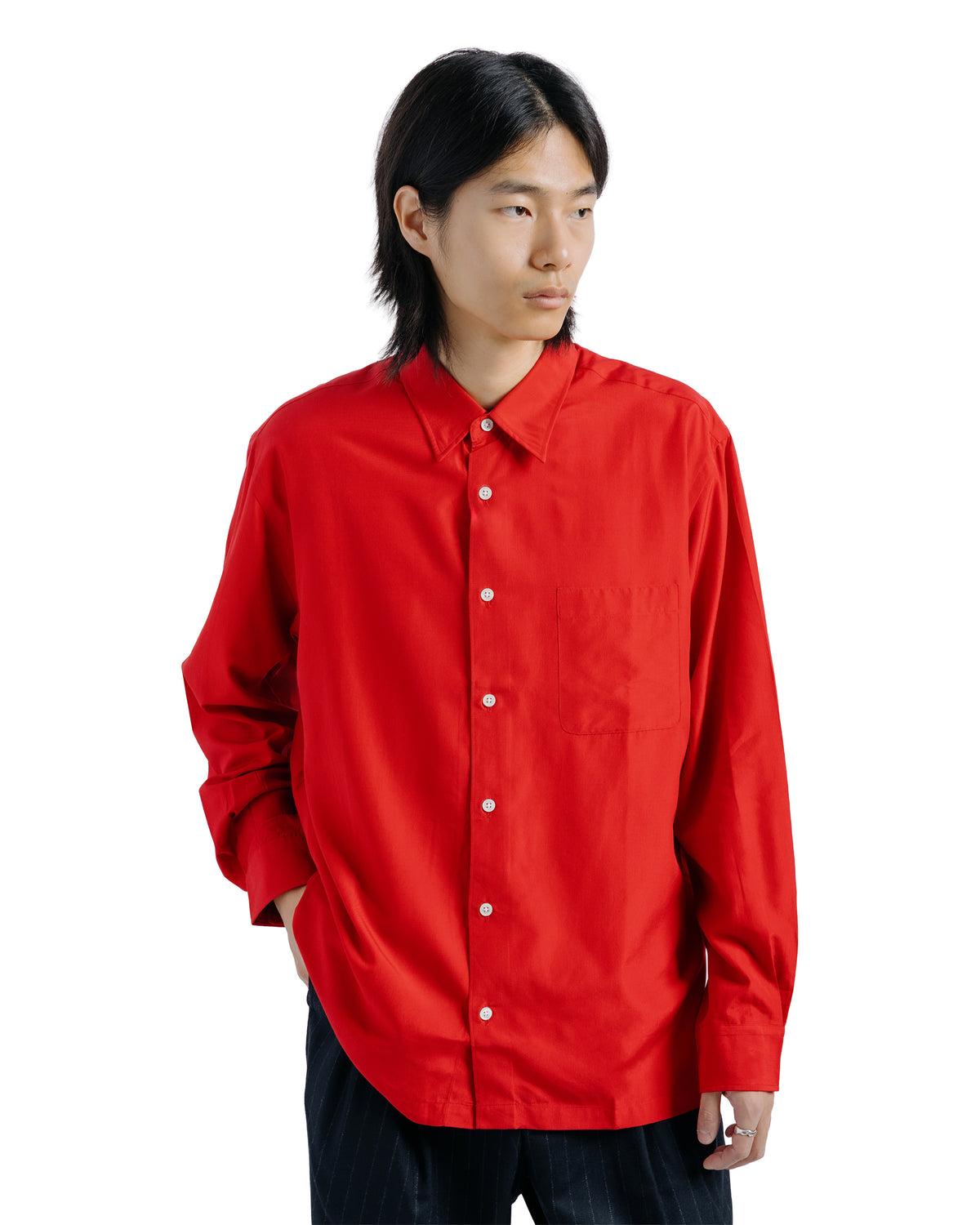 Ernie Palo Silk Nidom Square Shirt Red