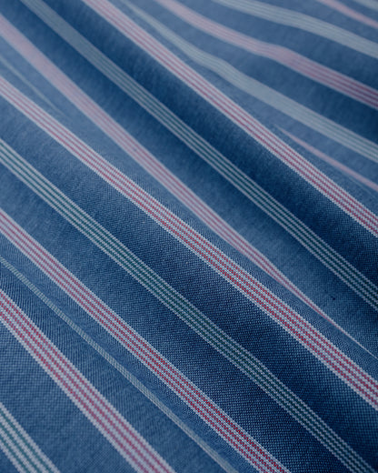 lost & found Randy's Garments Randy's Garments 3-Pocket Work Shirt Cotton Stripe Jacquard Oxford Cloth Blue