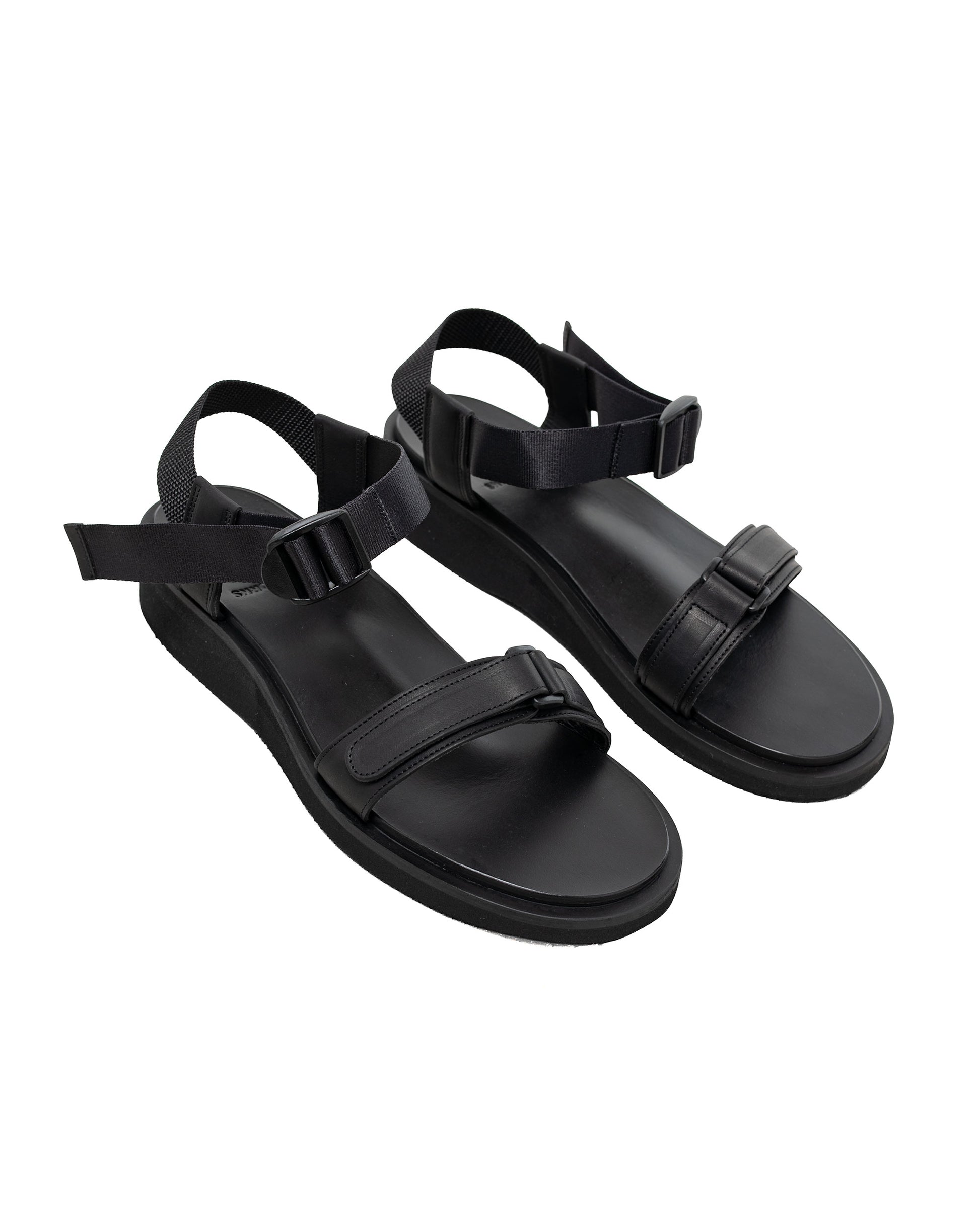 lost & found Footworks Footworks Leather Sandal Velcro Strap Black