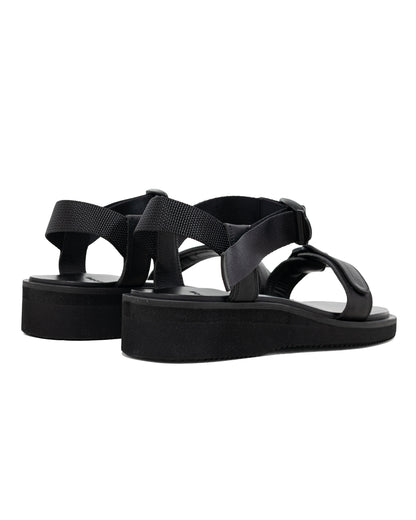 lost & found Footworks Footworks Leather Sandal Velcro Strap Black