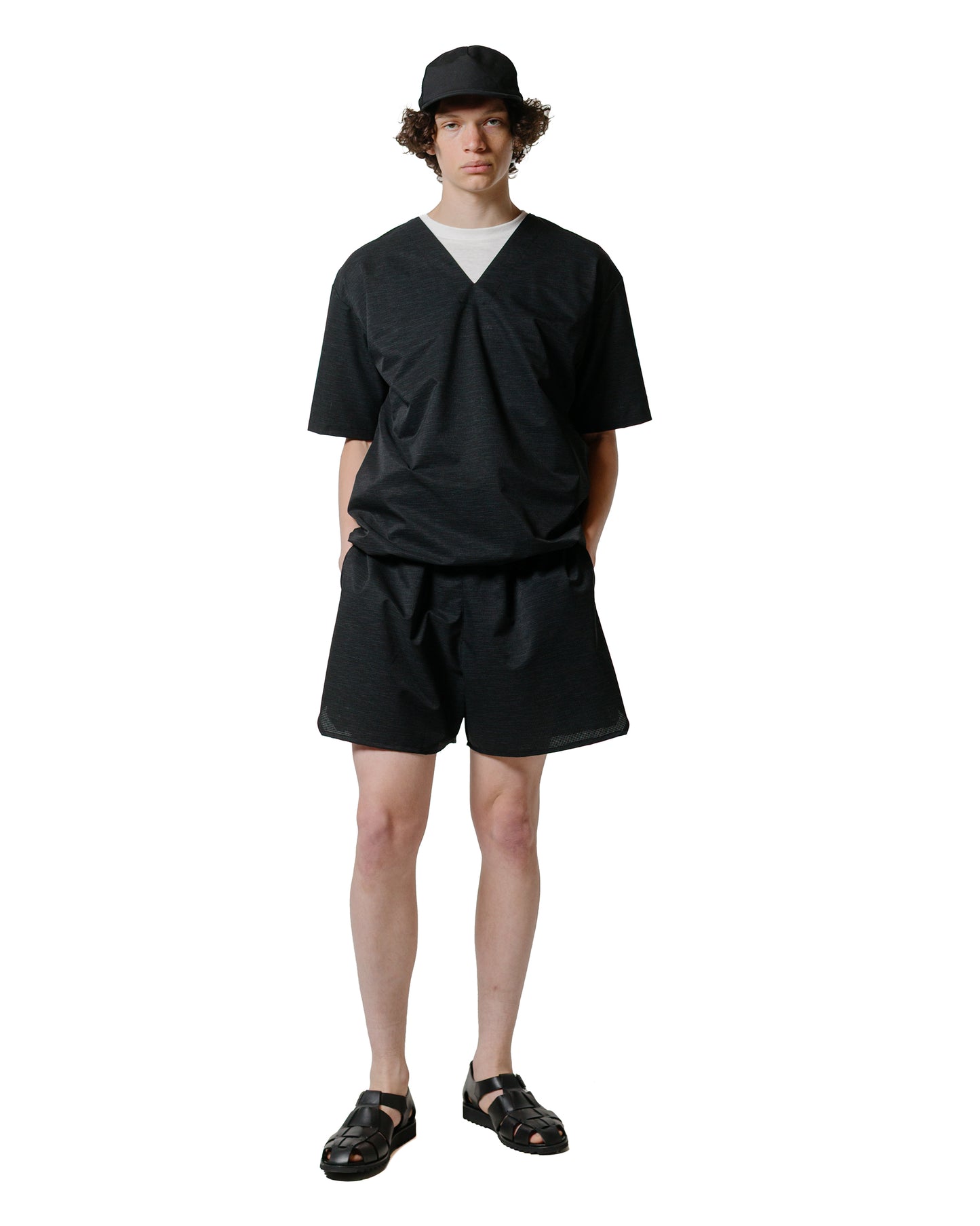 lost & found Found Feather Found Feather Tech Sleeping Shirt Dot AIR Slub Linen Black