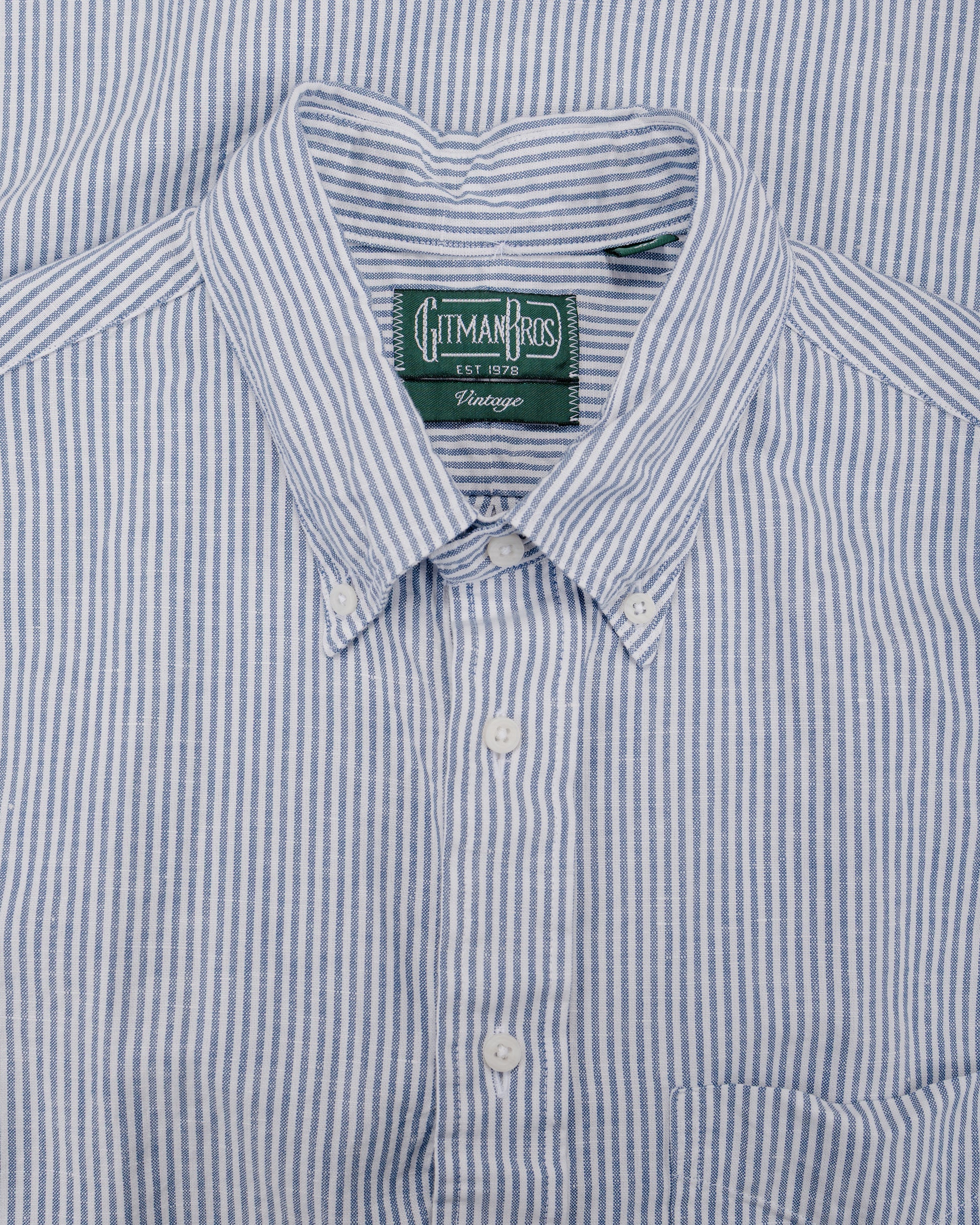 lost & found Gitman Vintage Bros. Gitman Vintage Bros. Blue Stripe Linen Long Sleeve Shirt