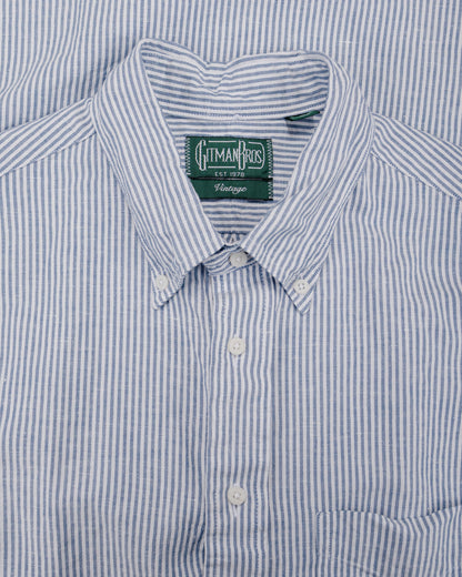 lost & found Gitman Vintage Bros. Gitman Vintage Bros. Blue Stripe Linen Long Sleeve Shirt